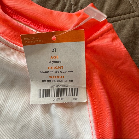 Gymboree Pink & White Girls’ 2T Swim Rashguard Long Sleeve Pink Flamingo NWT - Picture 3 of 9